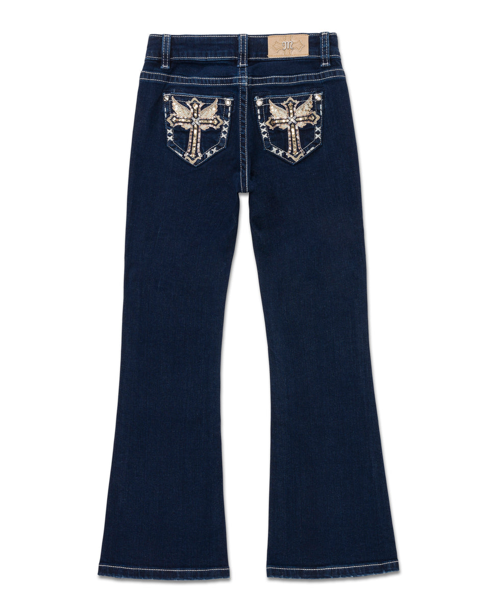 Miss Me Jeans Size 28 Embroidered Tribal Cross selling Boot Cut Jeans JP5076-2 Biker