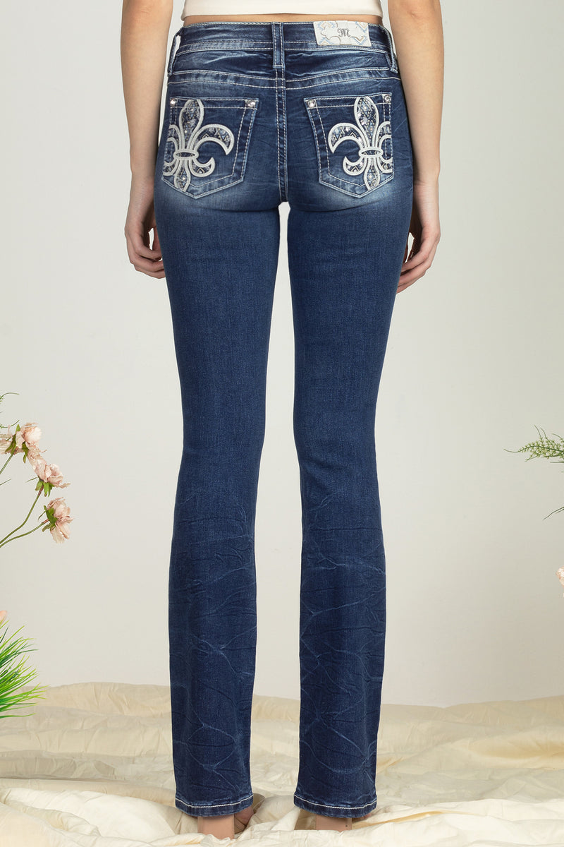 Aztec Sequin Fleur De Lis Bootcut Denim