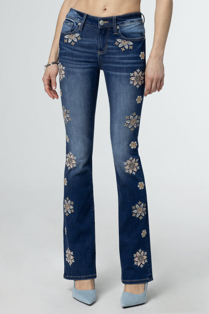 Miss Me Big Girls 7-16 Floral Embroidered Pocket Bootcut Jeans
