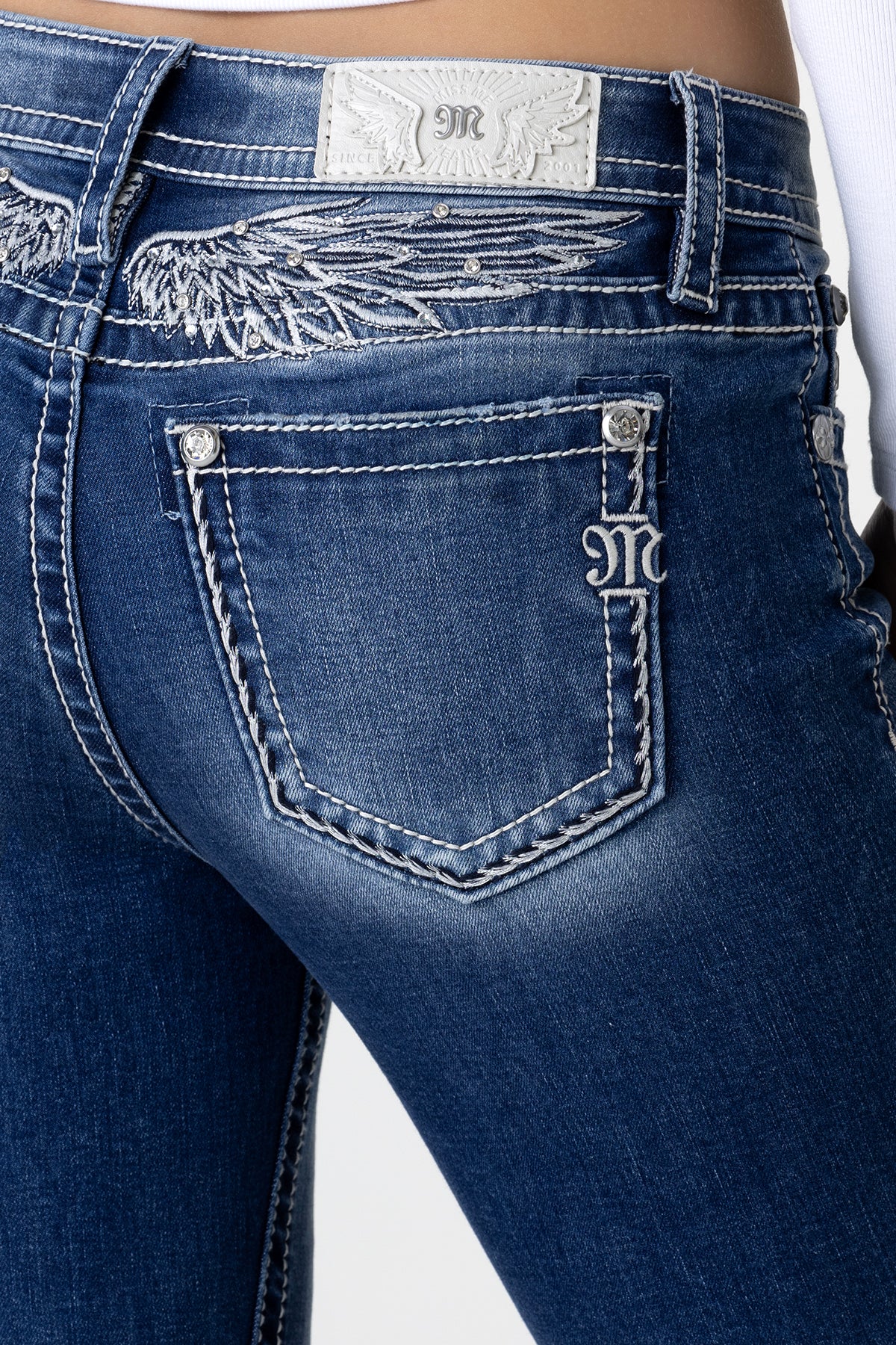 Miss Me Women's 26x33.5 Bootcut Denim Jeans Whiskered Detail sale Envelope Pocket NWT