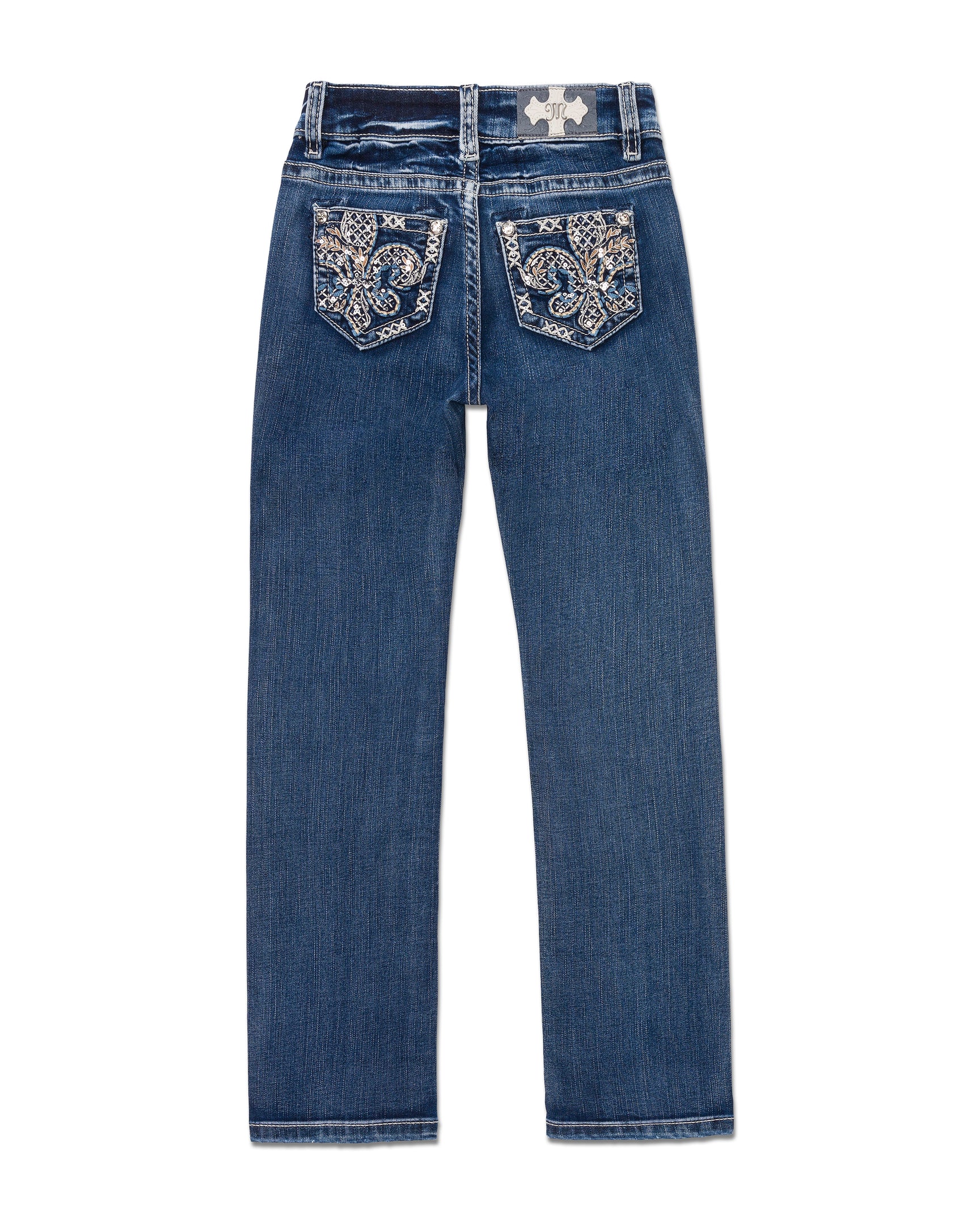 Girls Fleur Glass Straight Jeans Only 88.00 Med Dark Wash Miss Me