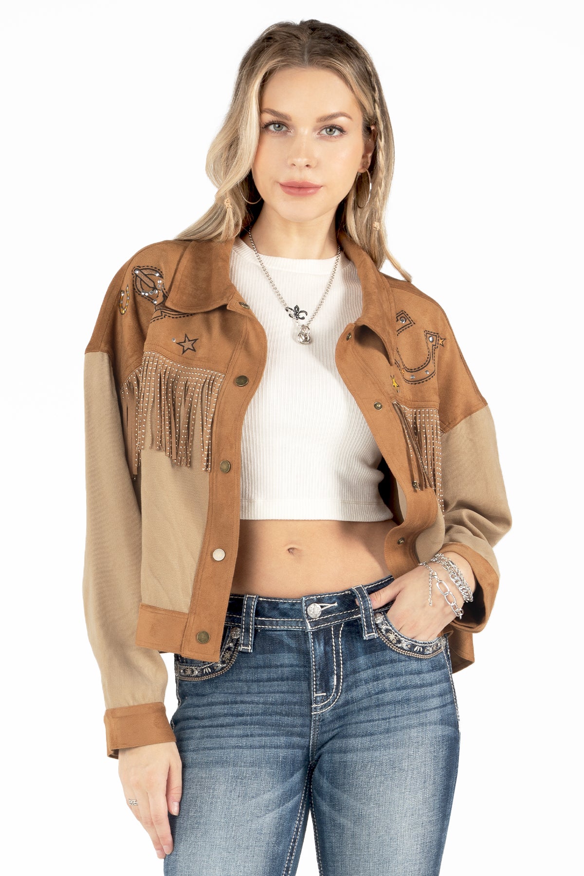 Western suede hot sale fringe jacket