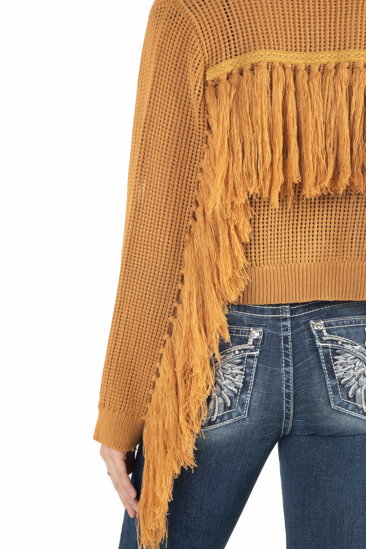 Fringe Knitted Cardigan | Only $69.00 | Brown | Miss Me