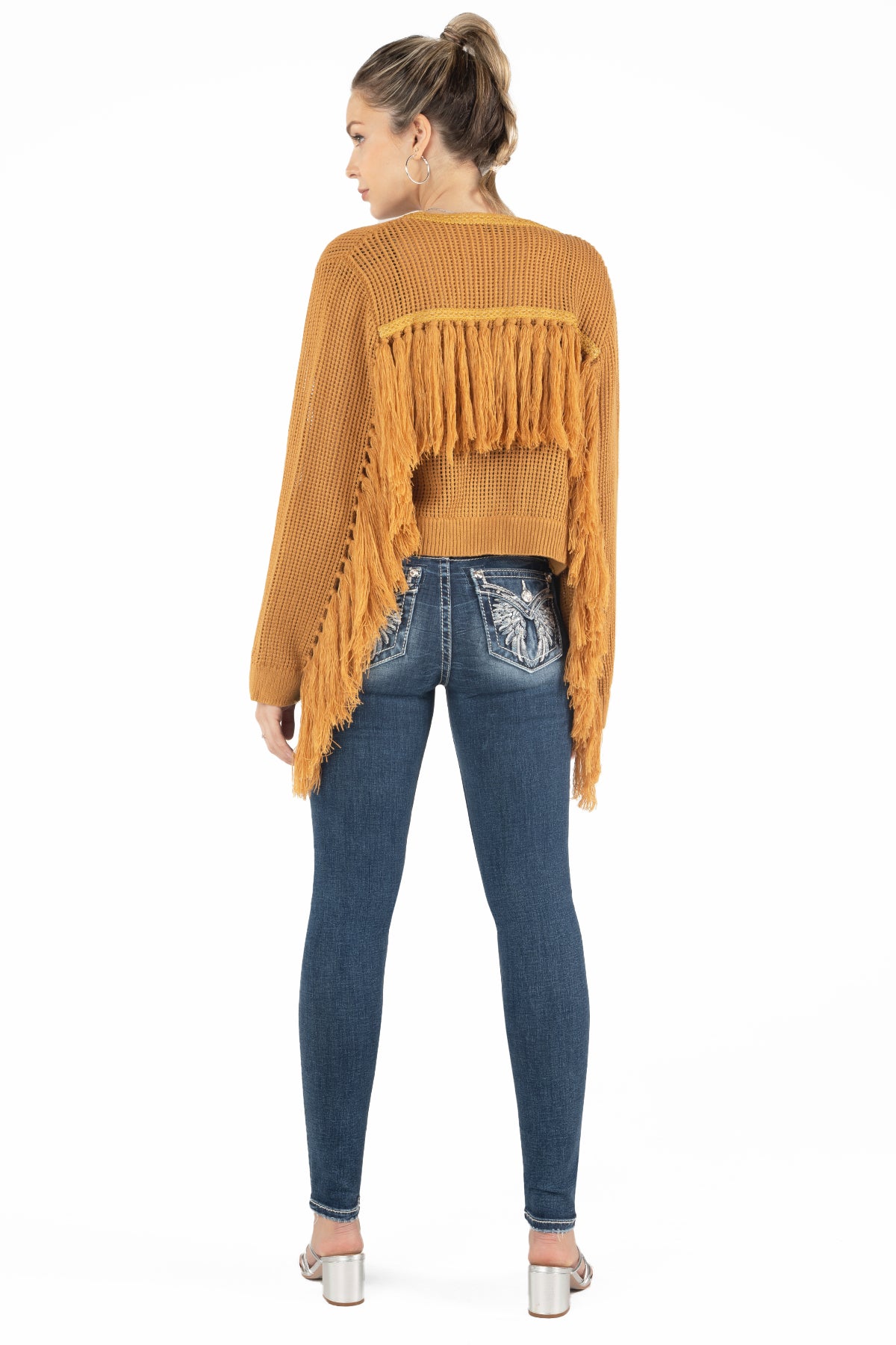 Fringe Knitted Cardigan | Only $69.00 | Brown | Miss Me
