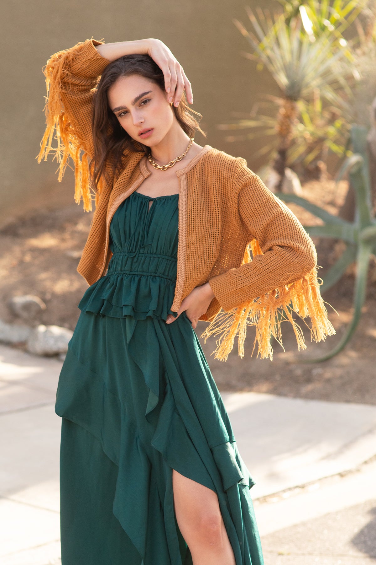 Fringe Knitted Cardigan | Only $69.00 | Brown | Miss Me