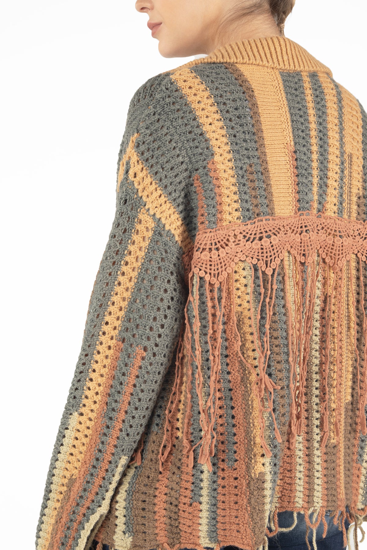 Cinched Long Knit Cardigan | Only $84.00 | Rust Brown | Miss Me