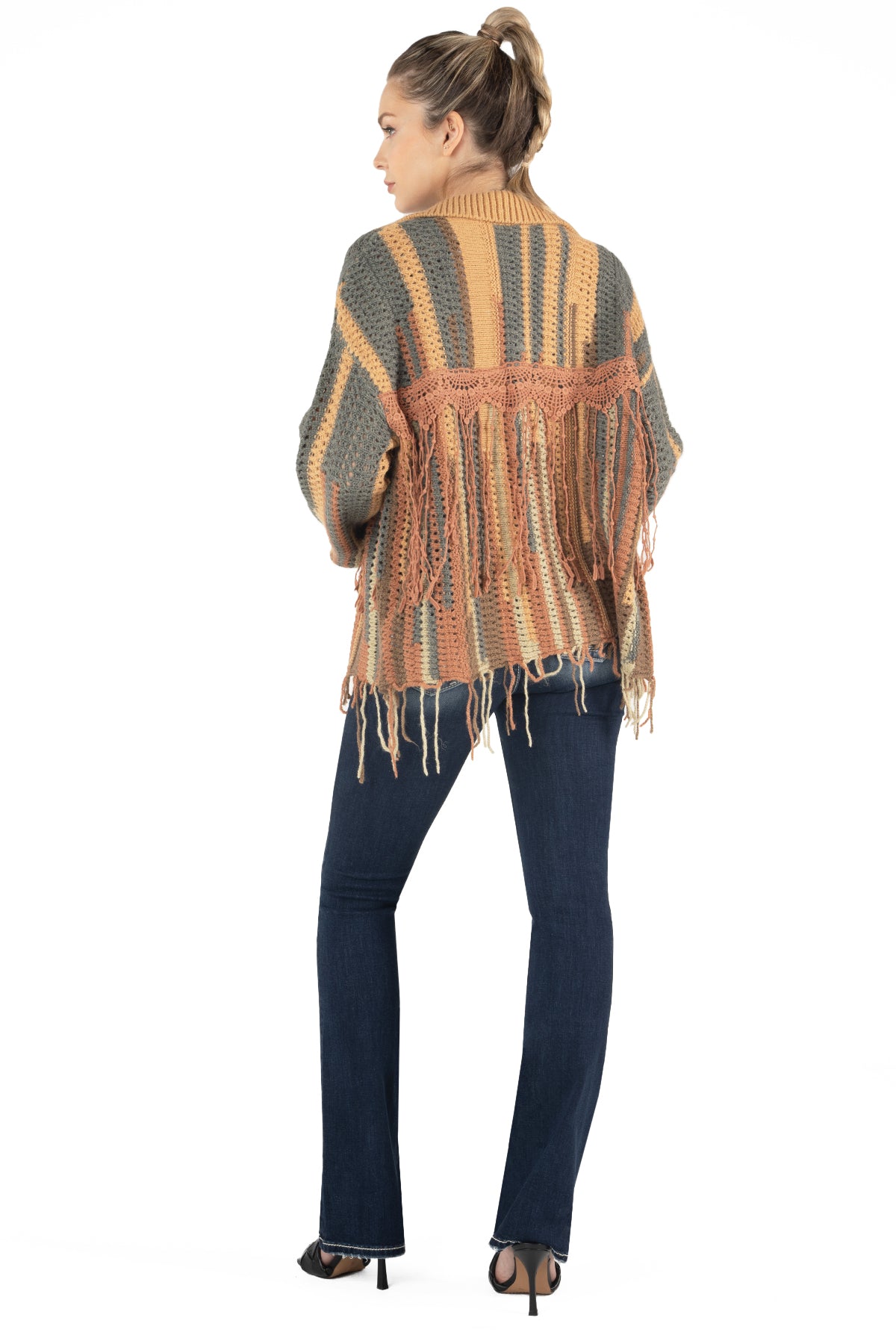 Cinched Long Knit Cardigan | Only $84.00 | Rust Brown | Miss Me