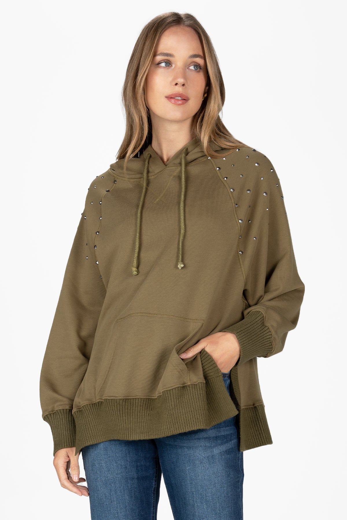 Oversized khaki best sale hoodie womens