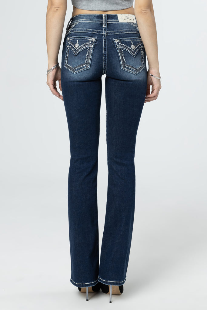 Miss Me Women's Horseshoe Slim Mid-Rise Bootcut Jeans M3880B
