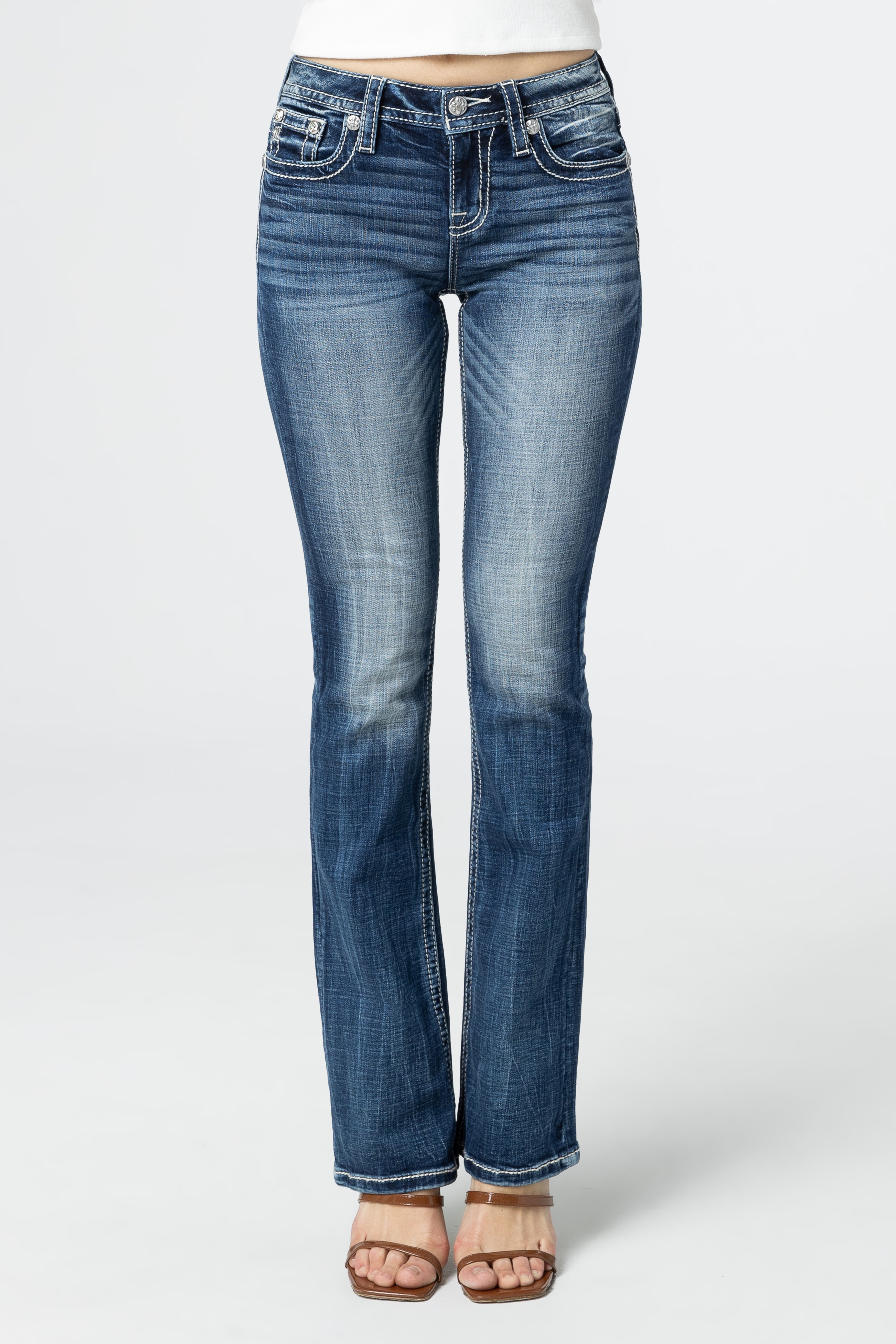 Aztec Embroidered Cross Bootcut Jeans, Only $119.00