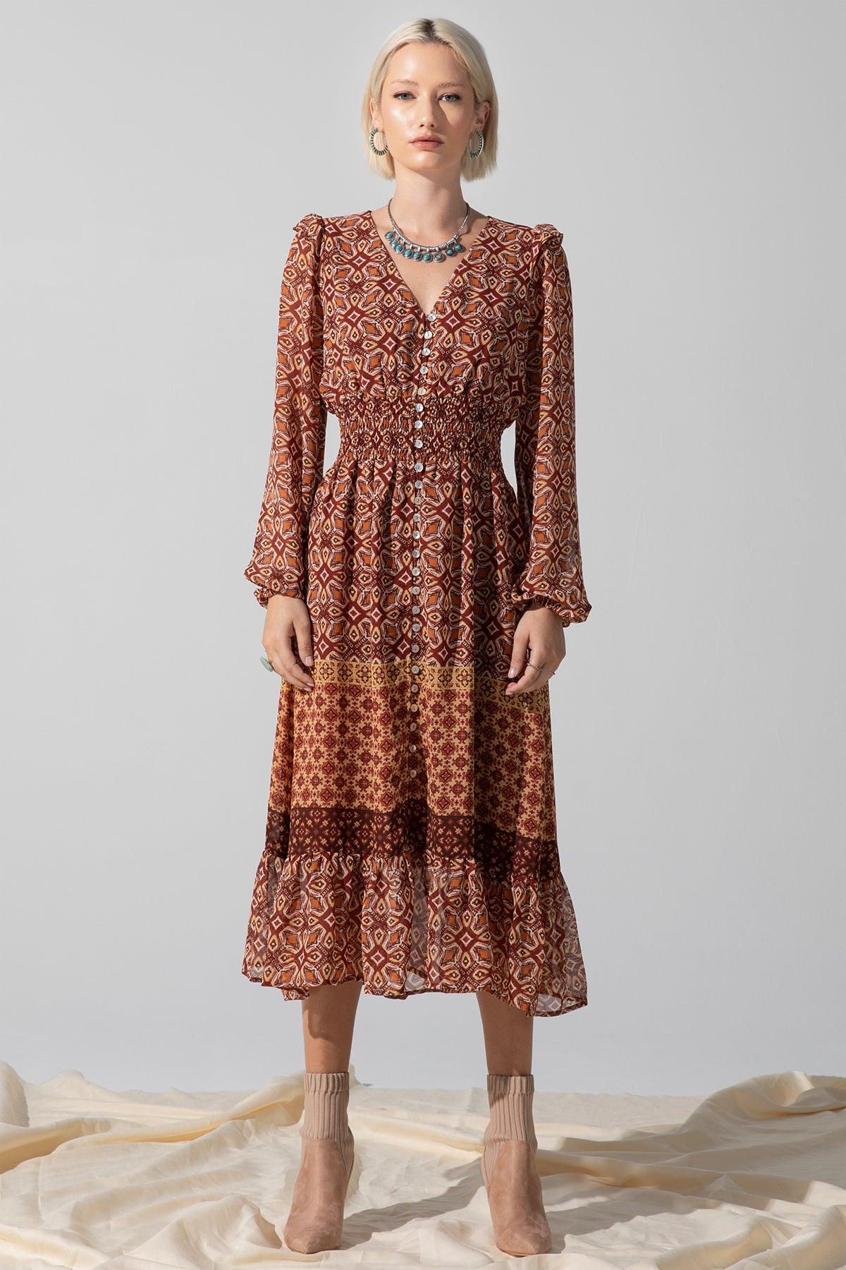 Ikat midi outlet dress