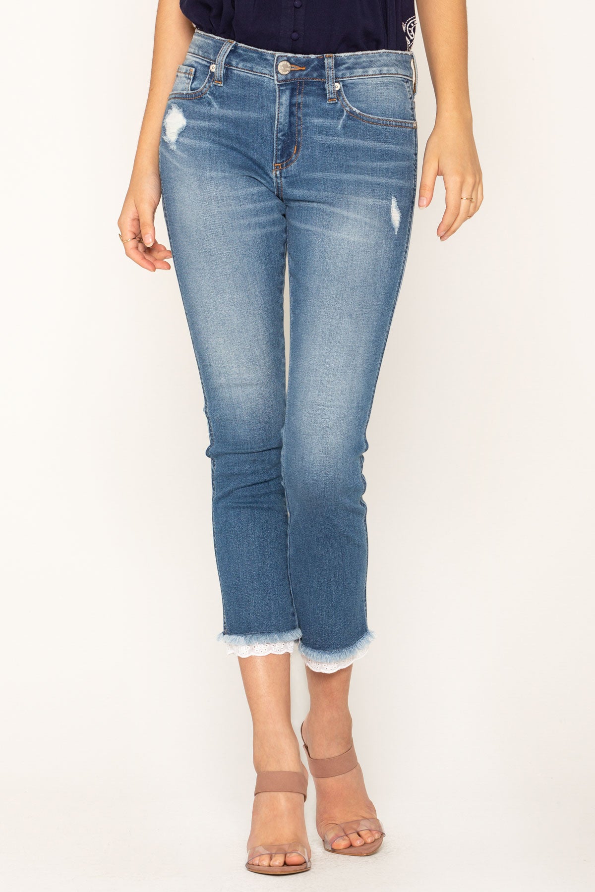 Frayed Hem Straight-Cut Jeans - Ready-to-Wear